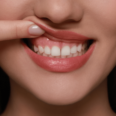 Woman showing healthy teeth and gums